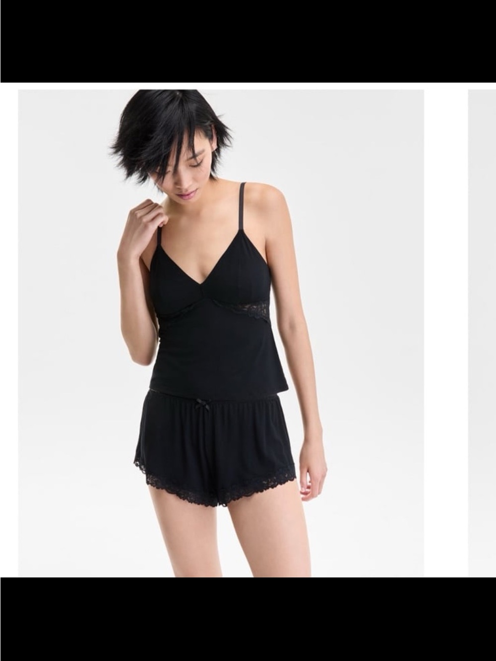 INC International Concepts Black Lace-Trim Cami & Shorts Sleep Set